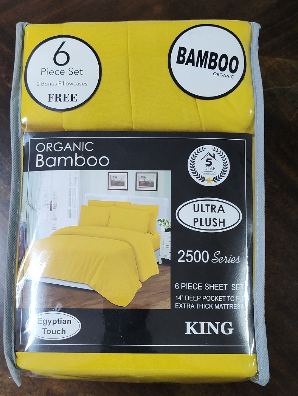 King Size Organic Bamboo Ultra Plush Yellow 6-Piece Bedding Set
